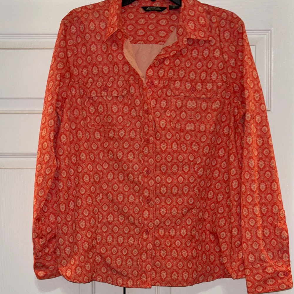 Eddie Bauer Rust Patterned Blouse